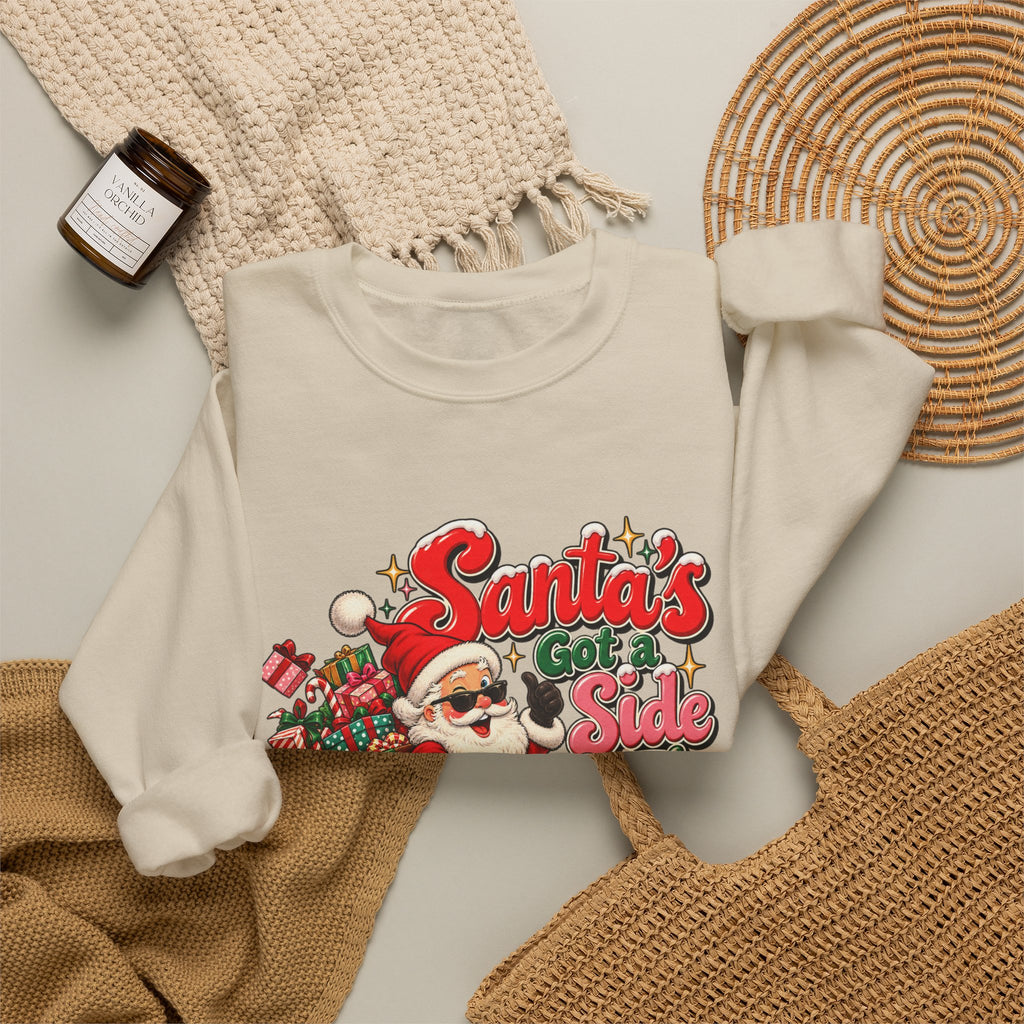 Santa's Got A Side Hustle Sweatshirt, Funny Retro Christmas Crewneck