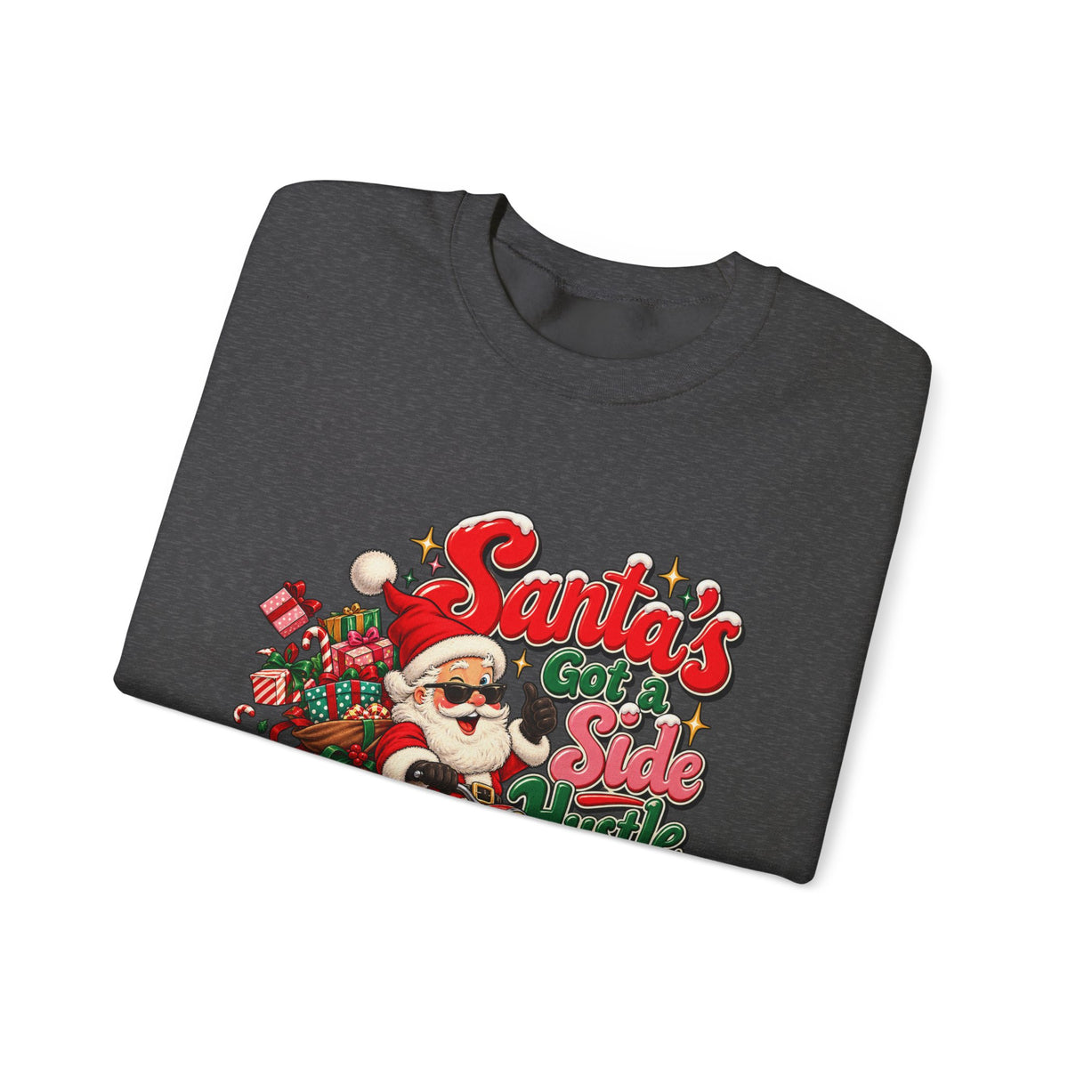 Santa's Got A Side Hustle Sweatshirt, Funny Retro Christmas Crewneck
