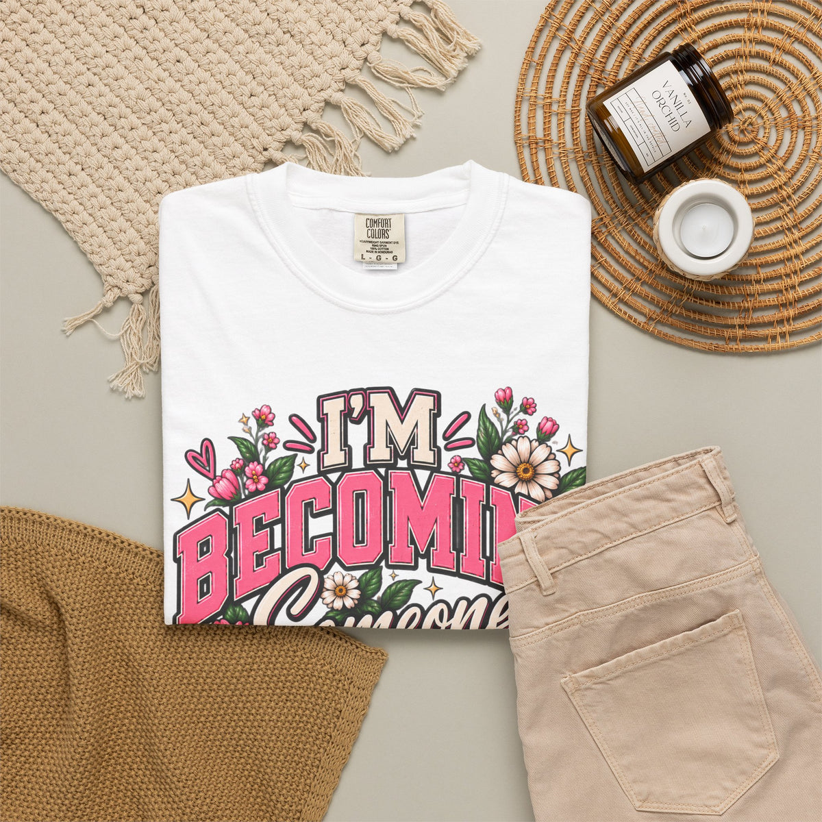 Im Becoming Someone I'm Proud of Floral Inspirational T-Shirt