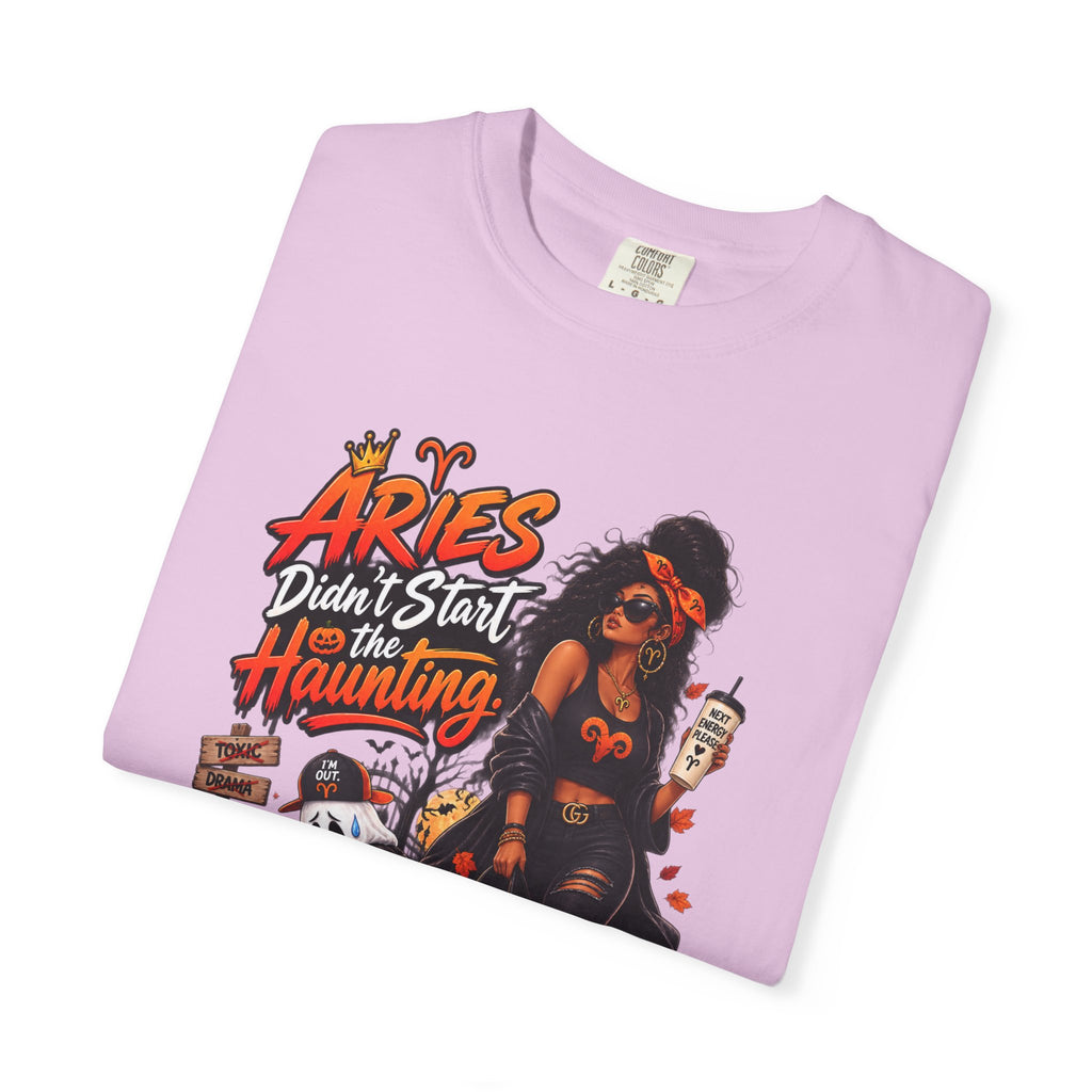 Aries Didn't Start The Haunting Aries Will Finish It Shirt, Funny Zodiac Halloween Tee