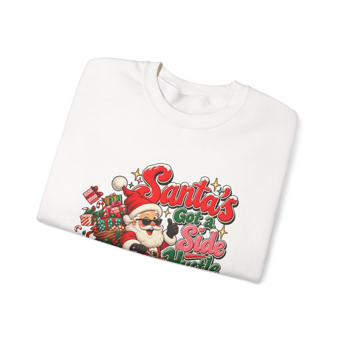 Santa's Got A Side Hustle Sweatshirt, Funny Retro Christmas Crewneck