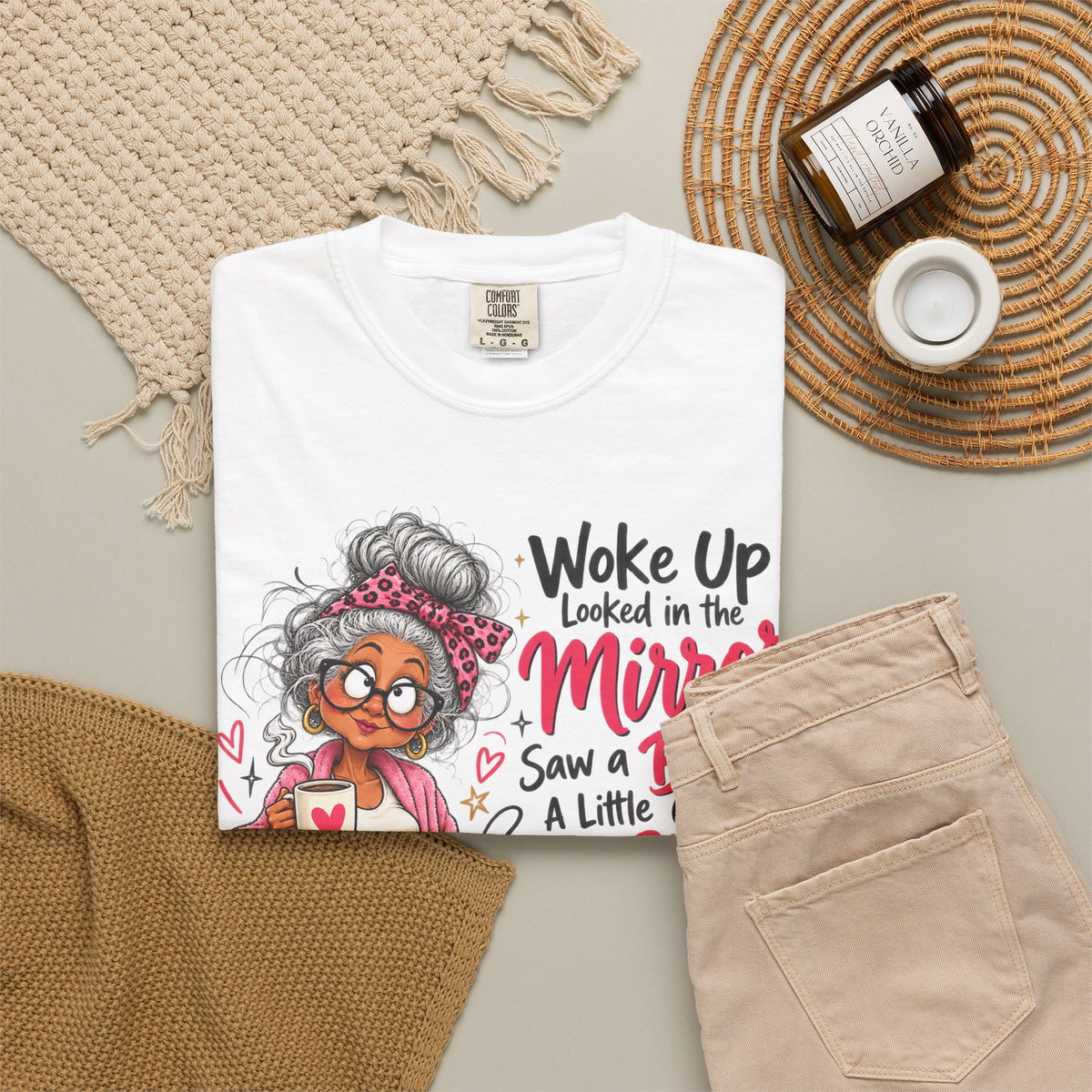 Woke Up Looked in the Mirror Shirt, Funny Blessed and Crazy Tee, Sassy Grandma Graphic T-Shirt