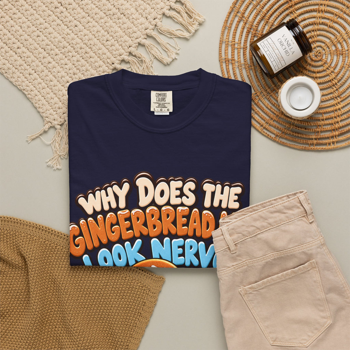 Why Does The Gingerbread Man Look Nervous Funny Christmas Shirt
