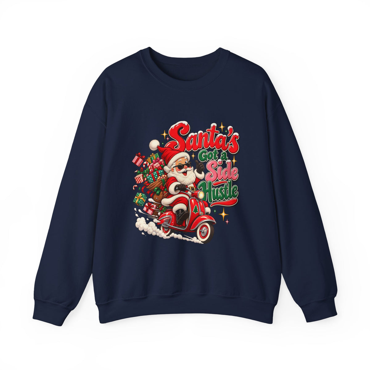 Santa's Got A Side Hustle Sweatshirt, Funny Retro Christmas Crewneck