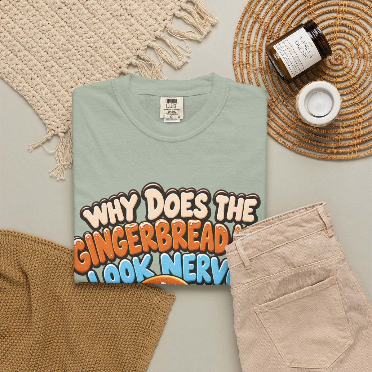 Why Does The Gingerbread Man Look Nervous Funny Christmas Shirt