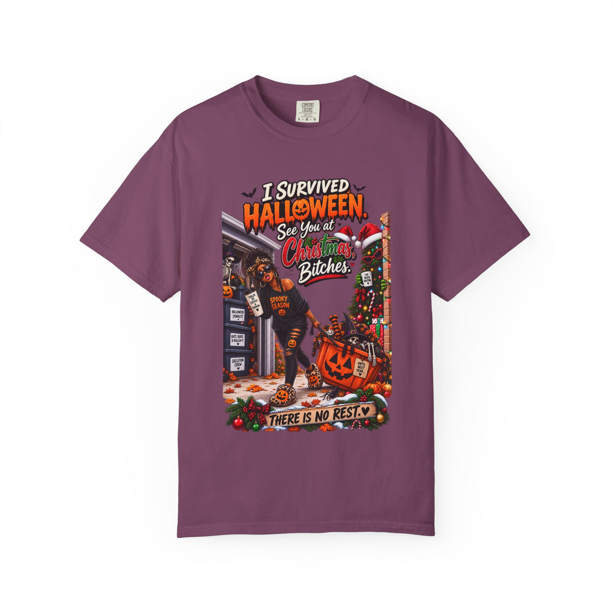 I Survived Halloween See You At Christmas Bitches Shirt, Funny Holiday Crossover Tee