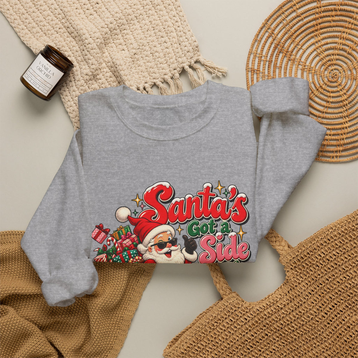 Santa's Got A Side Hustle Sweatshirt, Funny Retro Christmas Crewneck