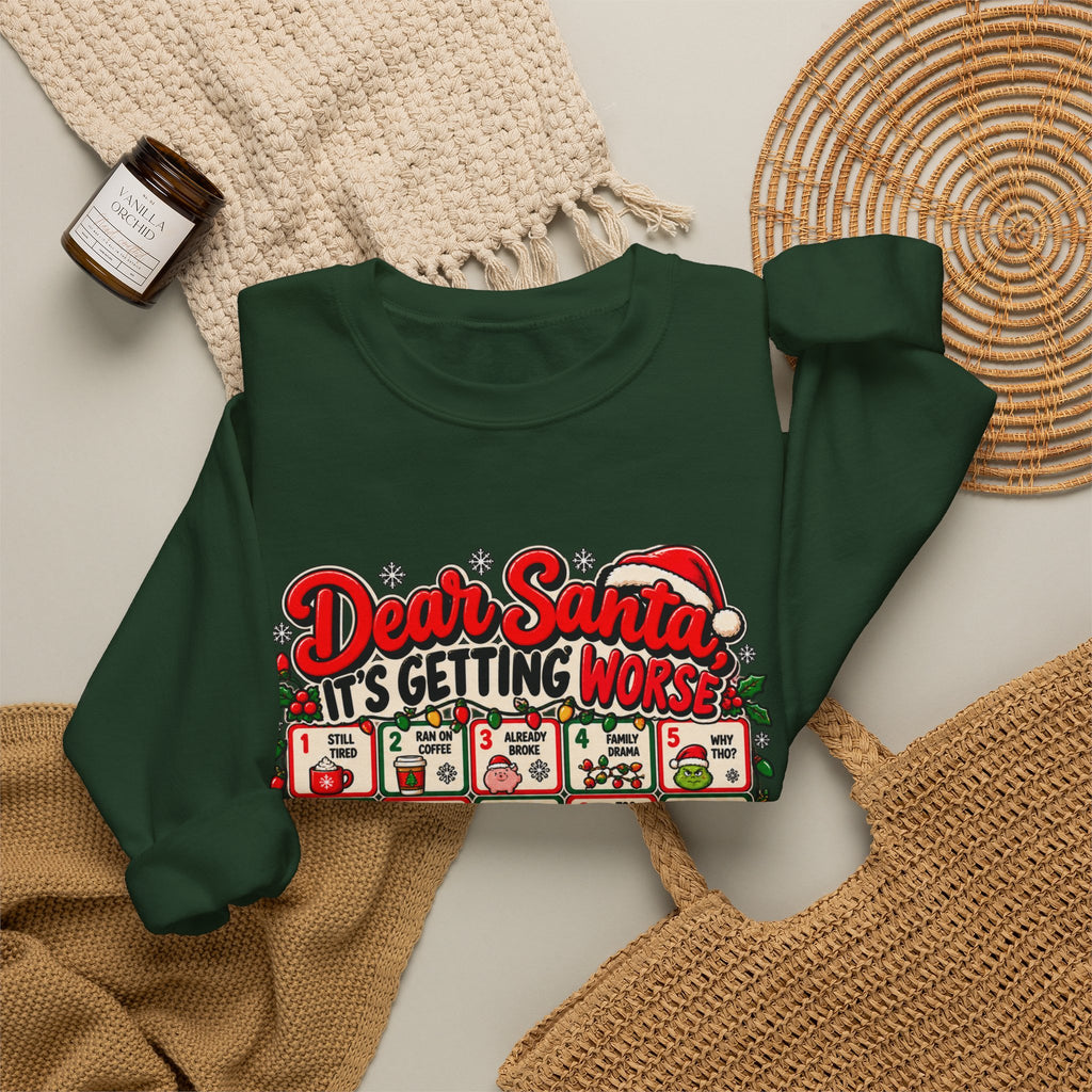 Dear Santa It's Getting Worse Sweatshirt, Funny Christmas Advent Calendar Crewneck