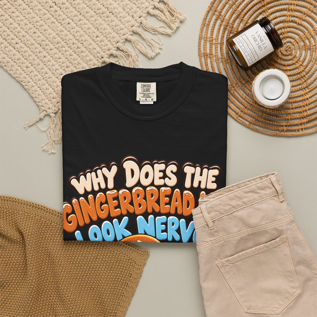 Why Does The Gingerbread Man Look Nervous Funny Christmas Shirt