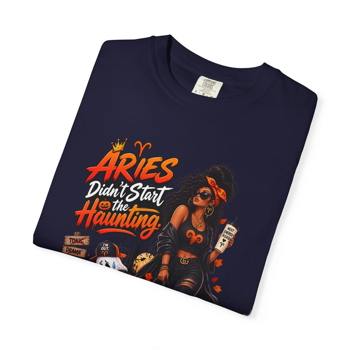 Aries Didn't Start The Haunting Aries Will Finish It Shirt, Funny Zodiac Halloween Tee