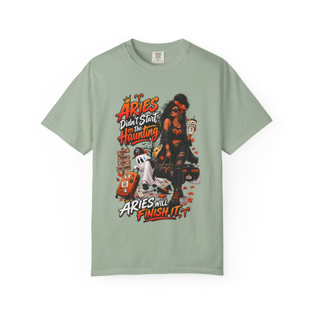 Aries Didn't Start The Haunting Aries Will Finish It Shirt, Funny Zodiac Halloween Tee