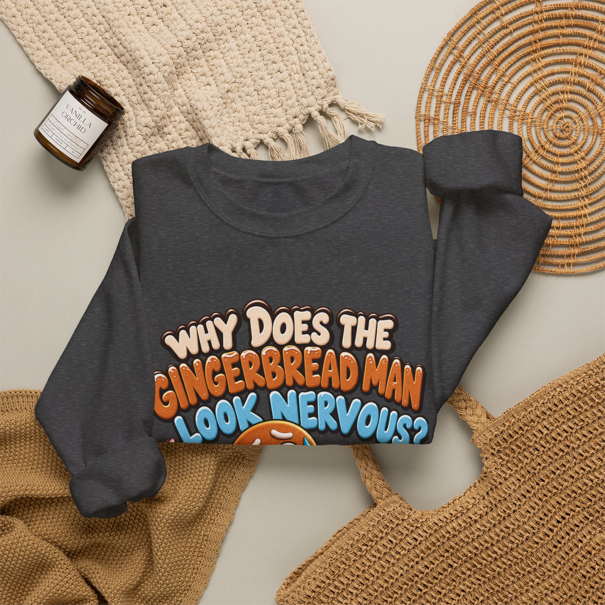 Why Does The Gingerbread Man Look Nervous Christmas Sweatshirt