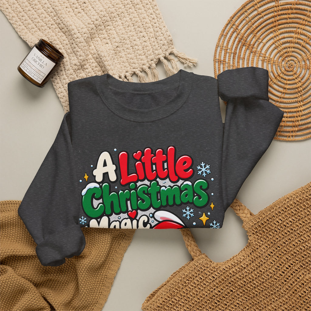 A Little Christmas Magic, Cute Christmas Crewneck Sweatshirt
