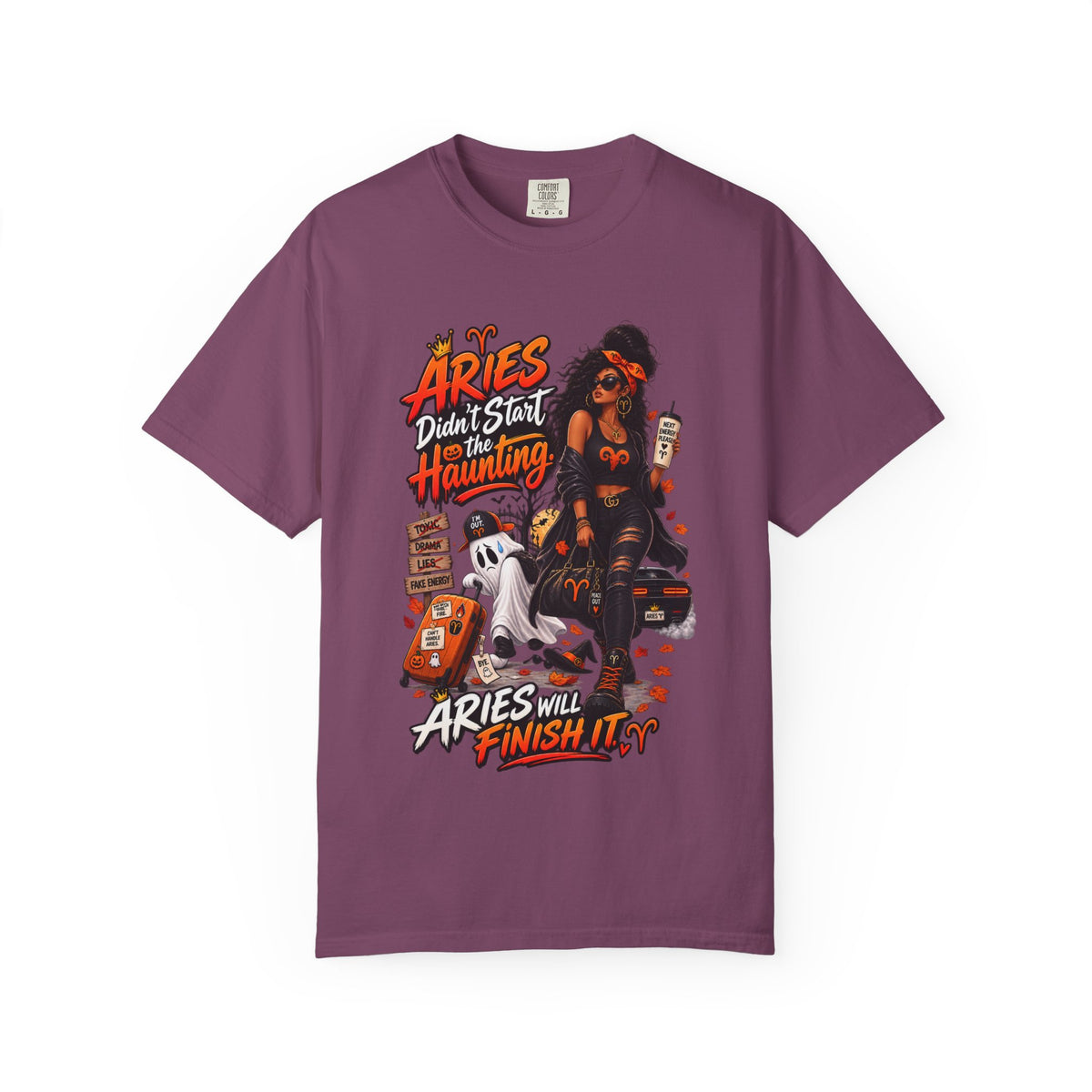 Aries Didn't Start The Haunting Aries Will Finish It Shirt, Funny Zodiac Halloween Tee