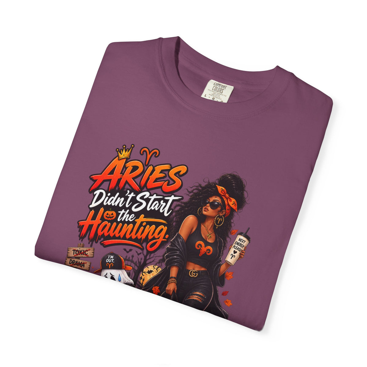 Aries Didn't Start The Haunting Aries Will Finish It Shirt, Funny Zodiac Halloween Tee