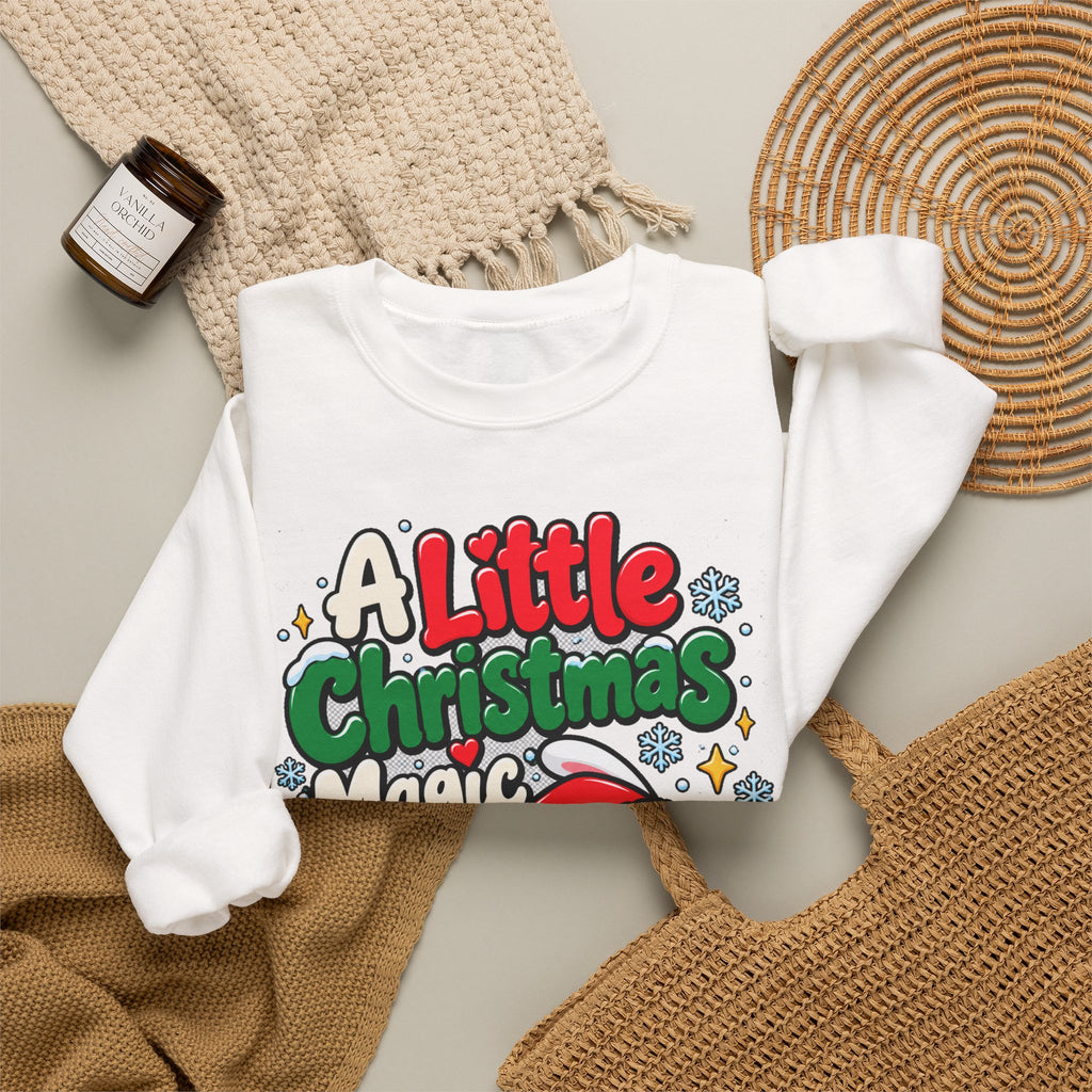 A Little Christmas Magic, Cute Christmas Crewneck Sweatshirt