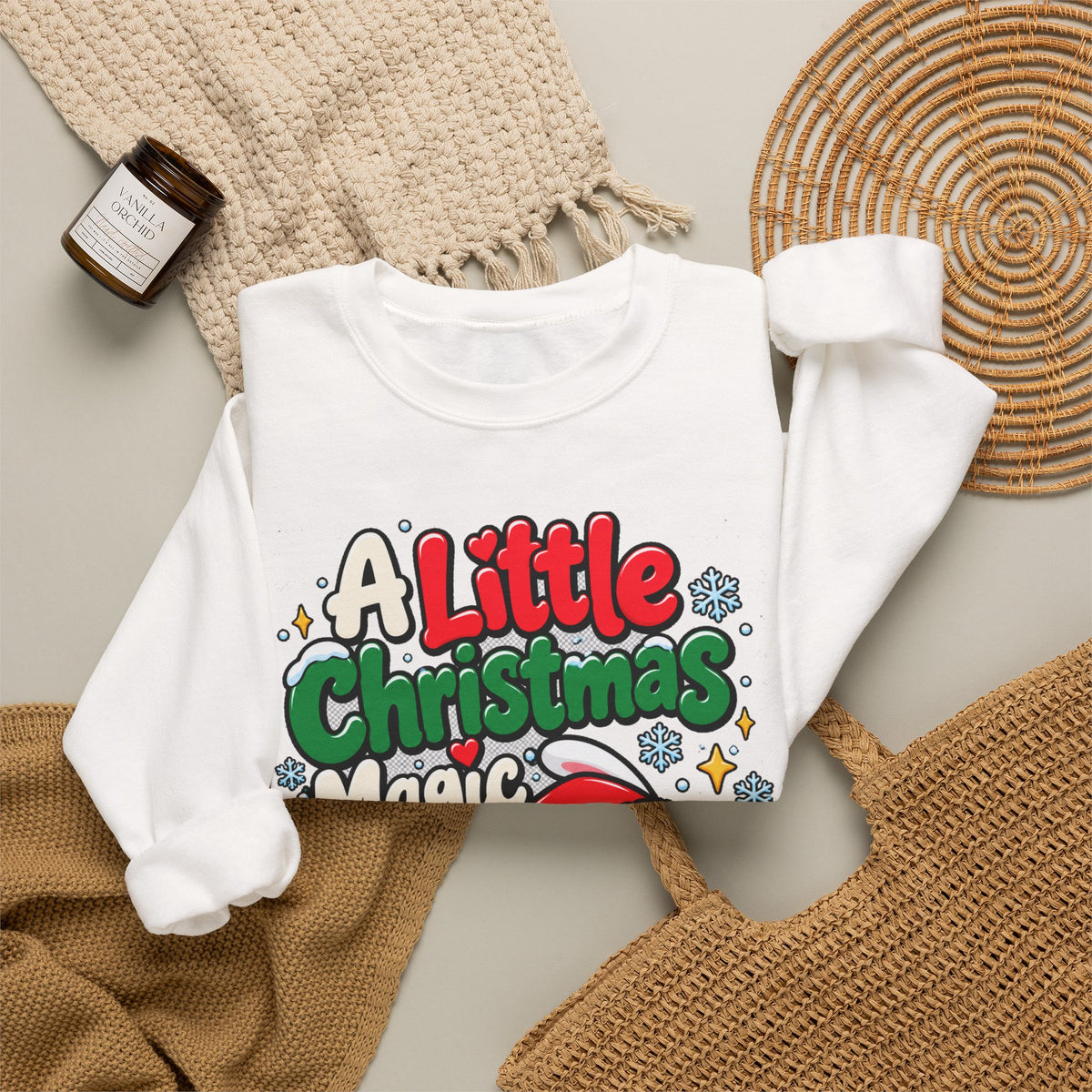 A Little Christmas Magic, Cute Christmas Crewneck Sweatshirt