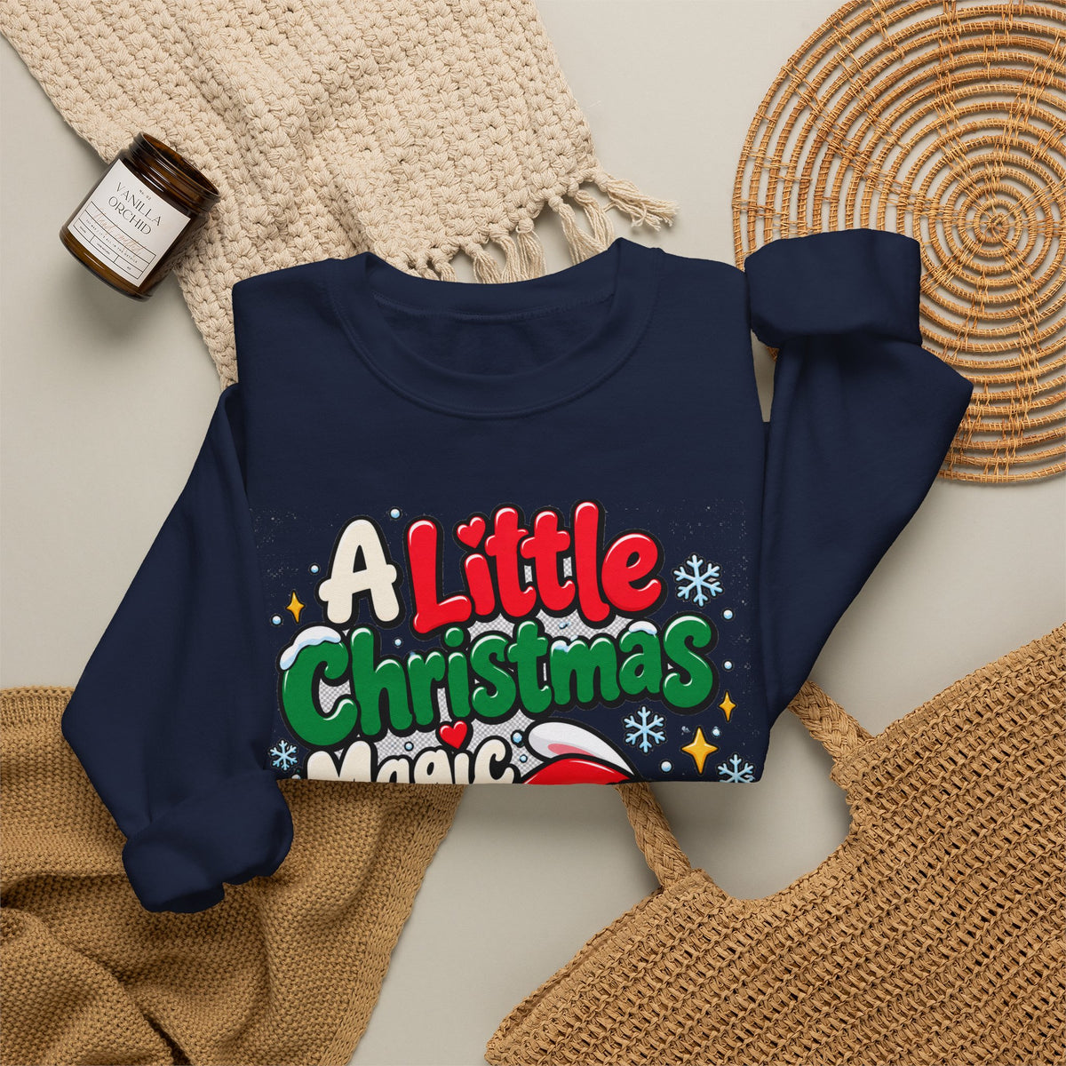 A Little Christmas Magic, Cute Christmas Crewneck Sweatshirt