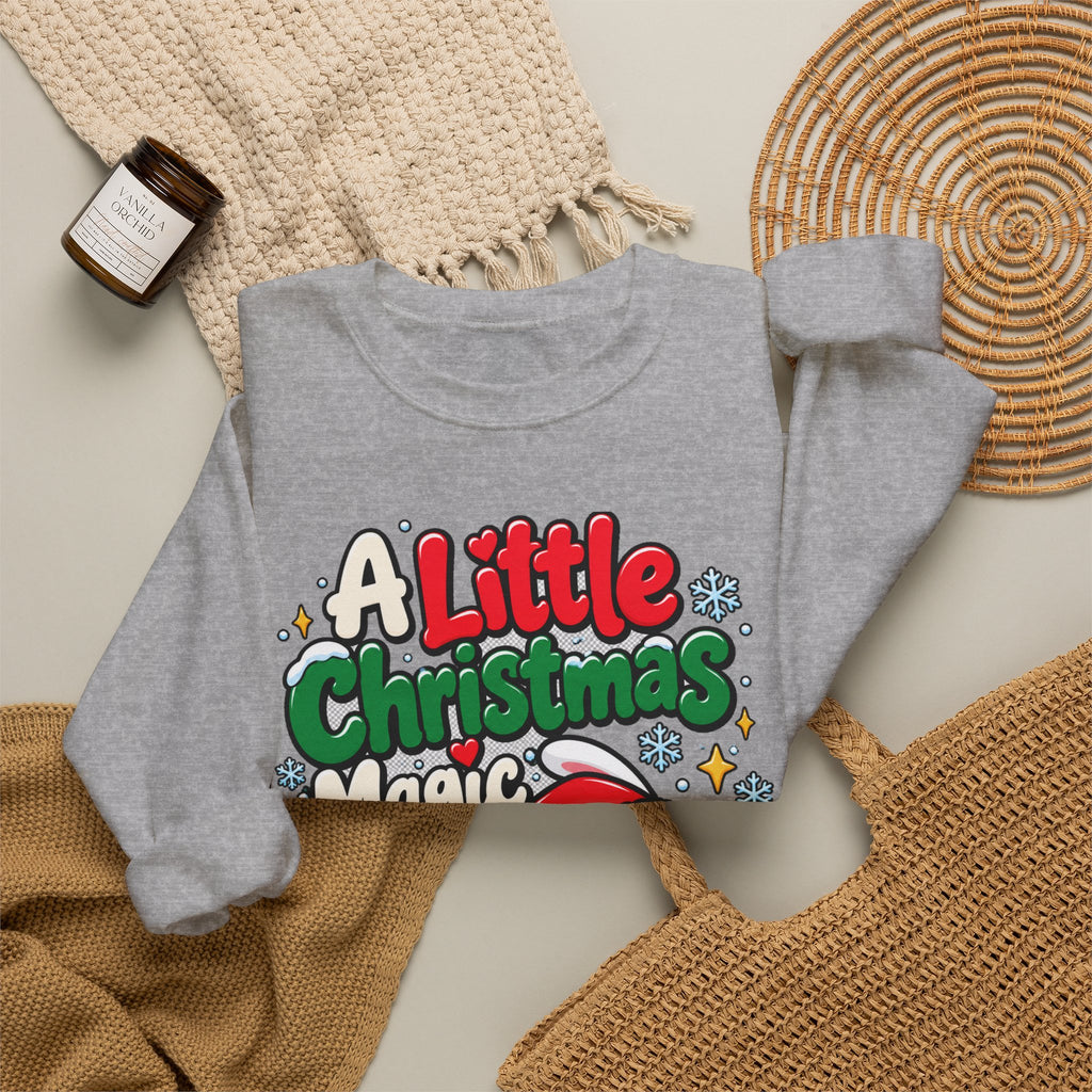 A Little Christmas Magic, Cute Christmas Crewneck Sweatshirt