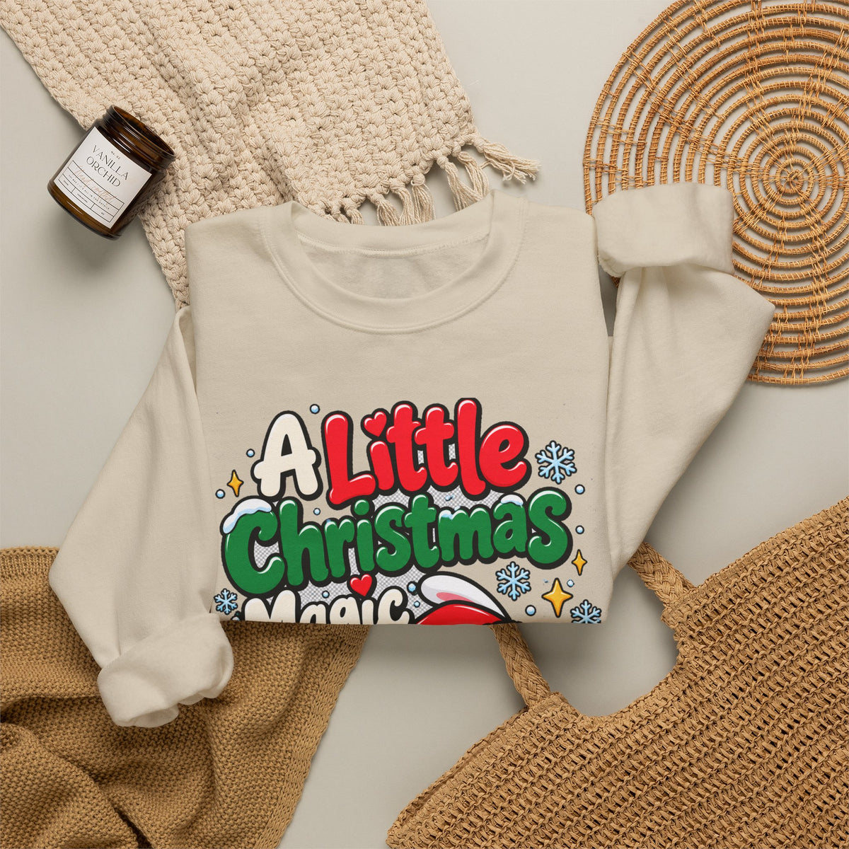A Little Christmas Magic, Cute Christmas Crewneck Sweatshirt