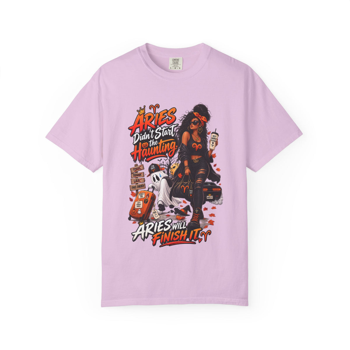 Aries Didn't Start The Haunting Aries Will Finish It Shirt, Funny Zodiac Halloween Tee