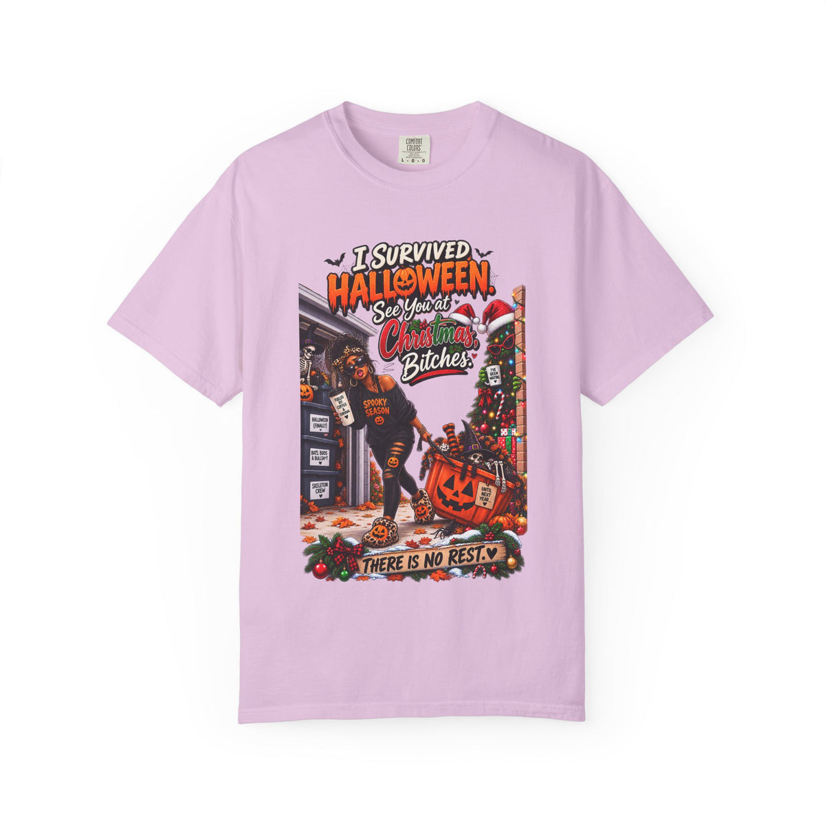 I Survived Halloween See You At Christmas Bitches Shirt, Funny Holiday Crossover Tee
