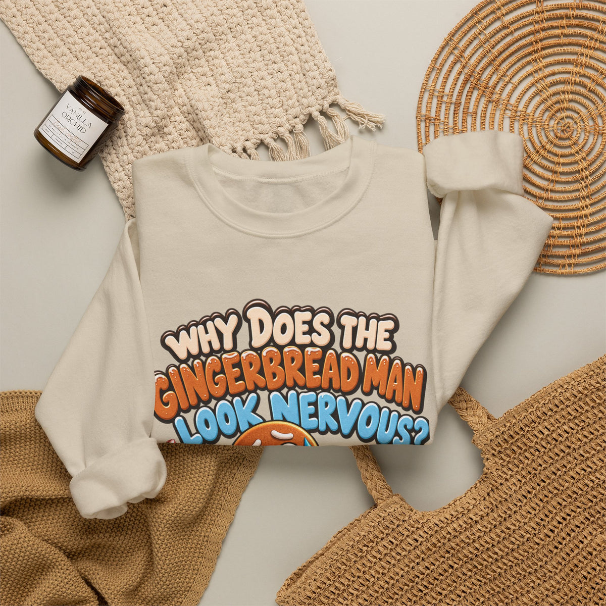 Why Does The Gingerbread Man Look Nervous Christmas Sweatshirt
