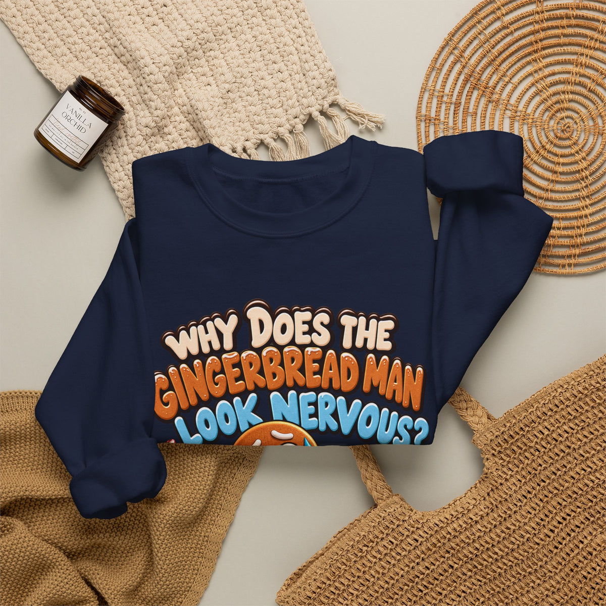 Why Does The Gingerbread Man Look Nervous Christmas Sweatshirt