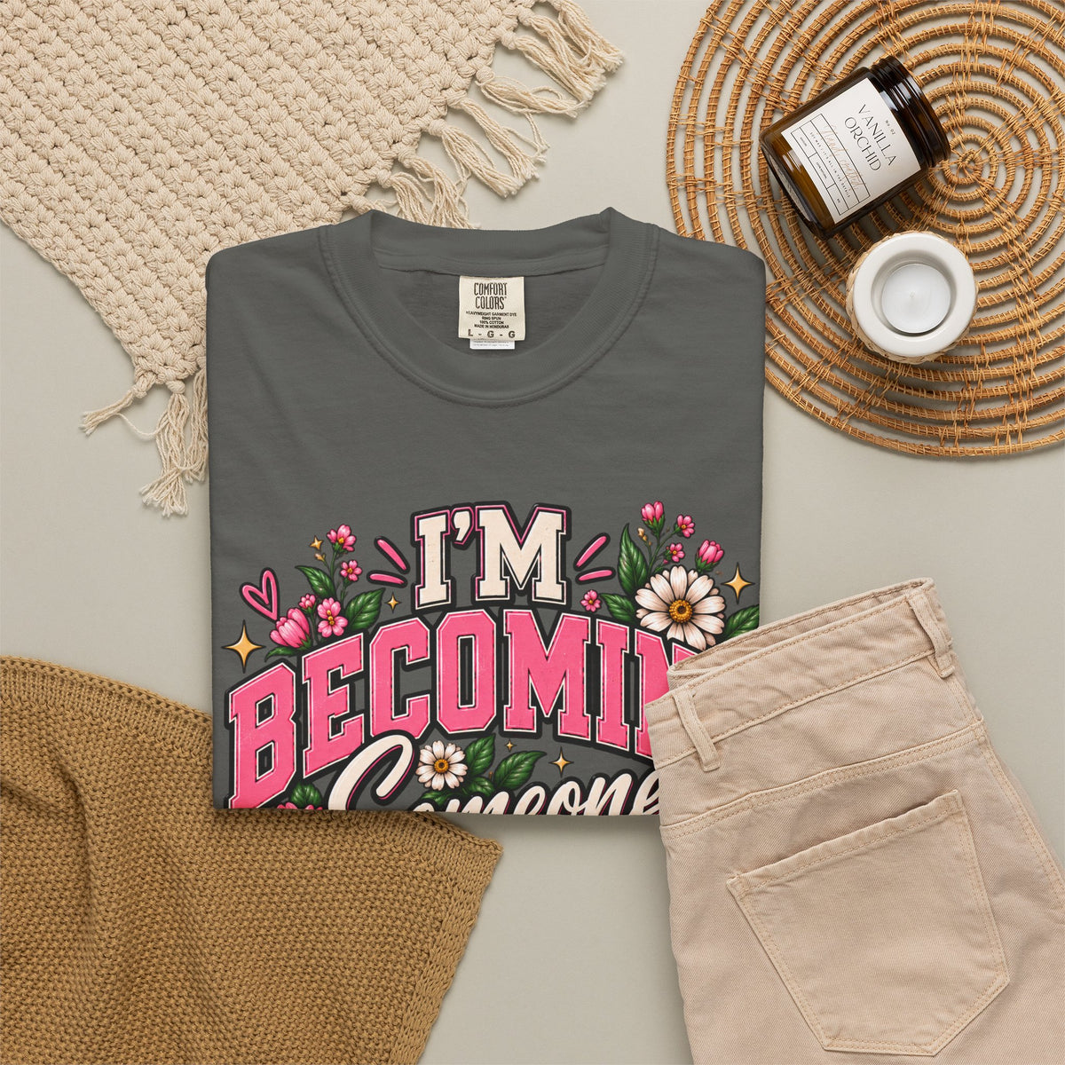 Im Becoming Someone I'm Proud of Floral Inspirational T-Shirt