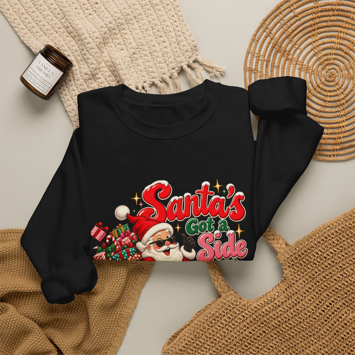 Santa's Got A Side Hustle Sweatshirt, Funny Retro Christmas Crewneck