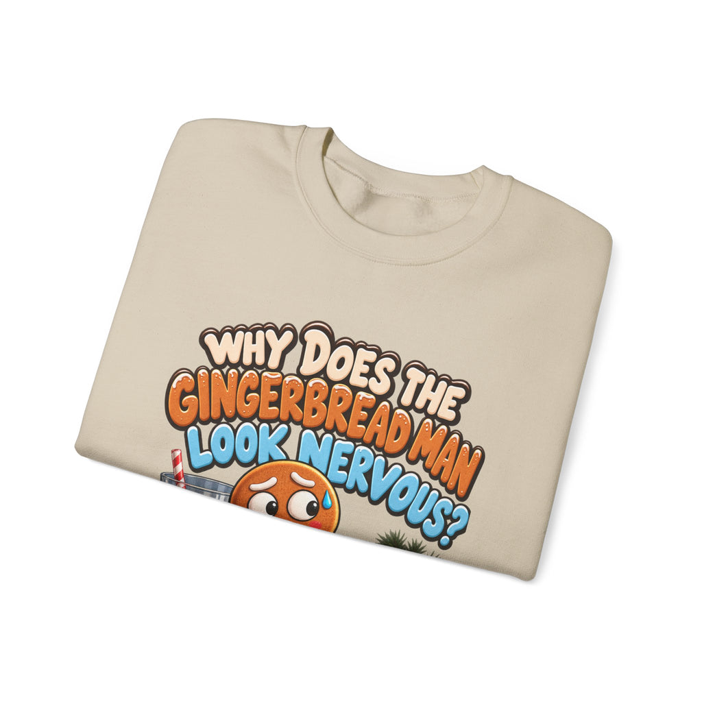 Why Does The Gingerbread Man Look Nervous Christmas Sweatshirt