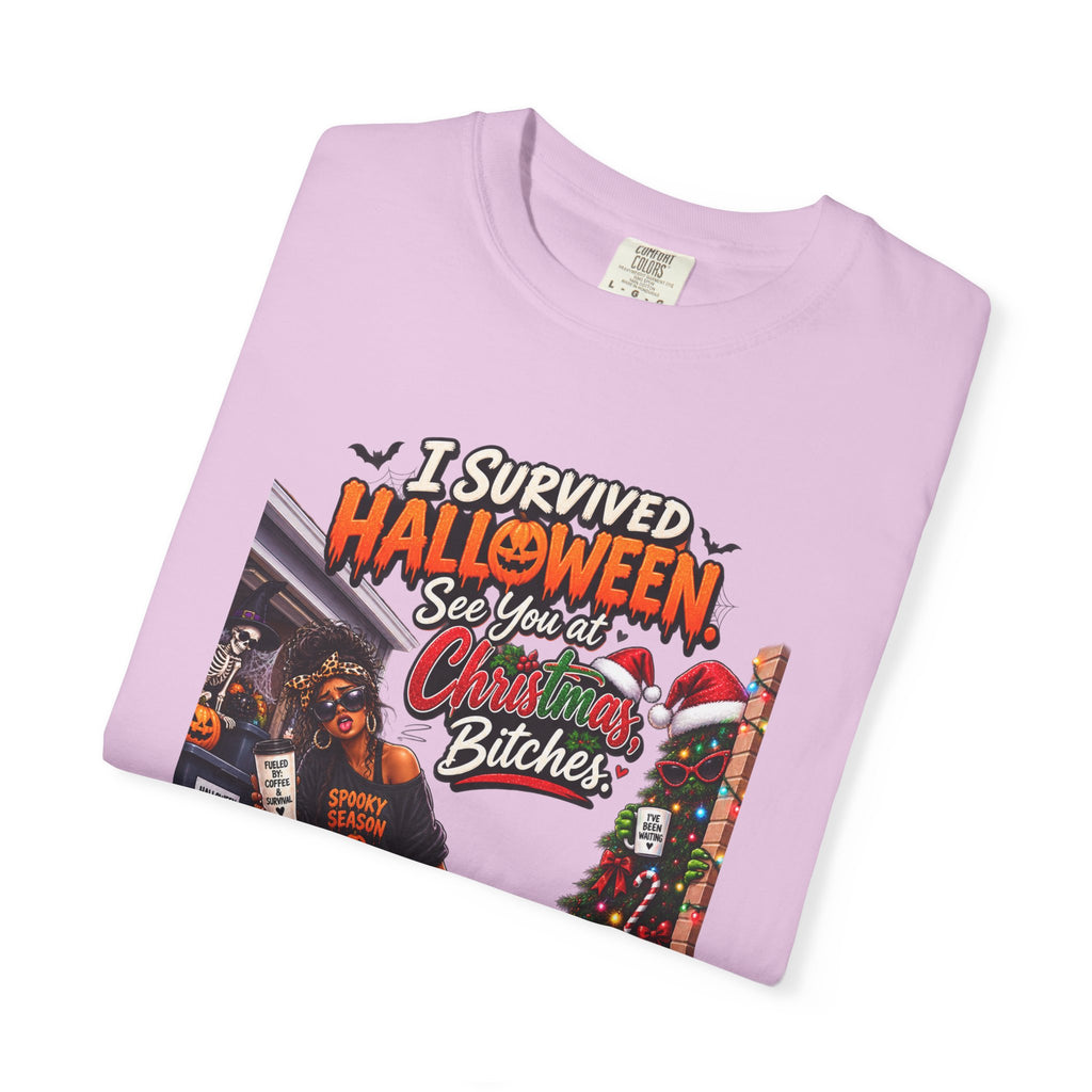 I Survived Halloween See You At Christmas Bitches Shirt, Funny Holiday Crossover Tee