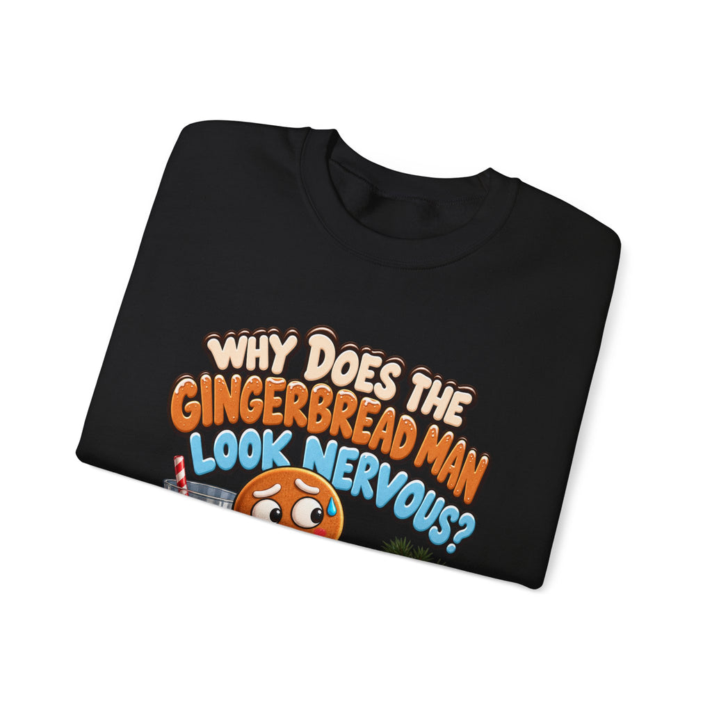 Why Does The Gingerbread Man Look Nervous Christmas Sweatshirt