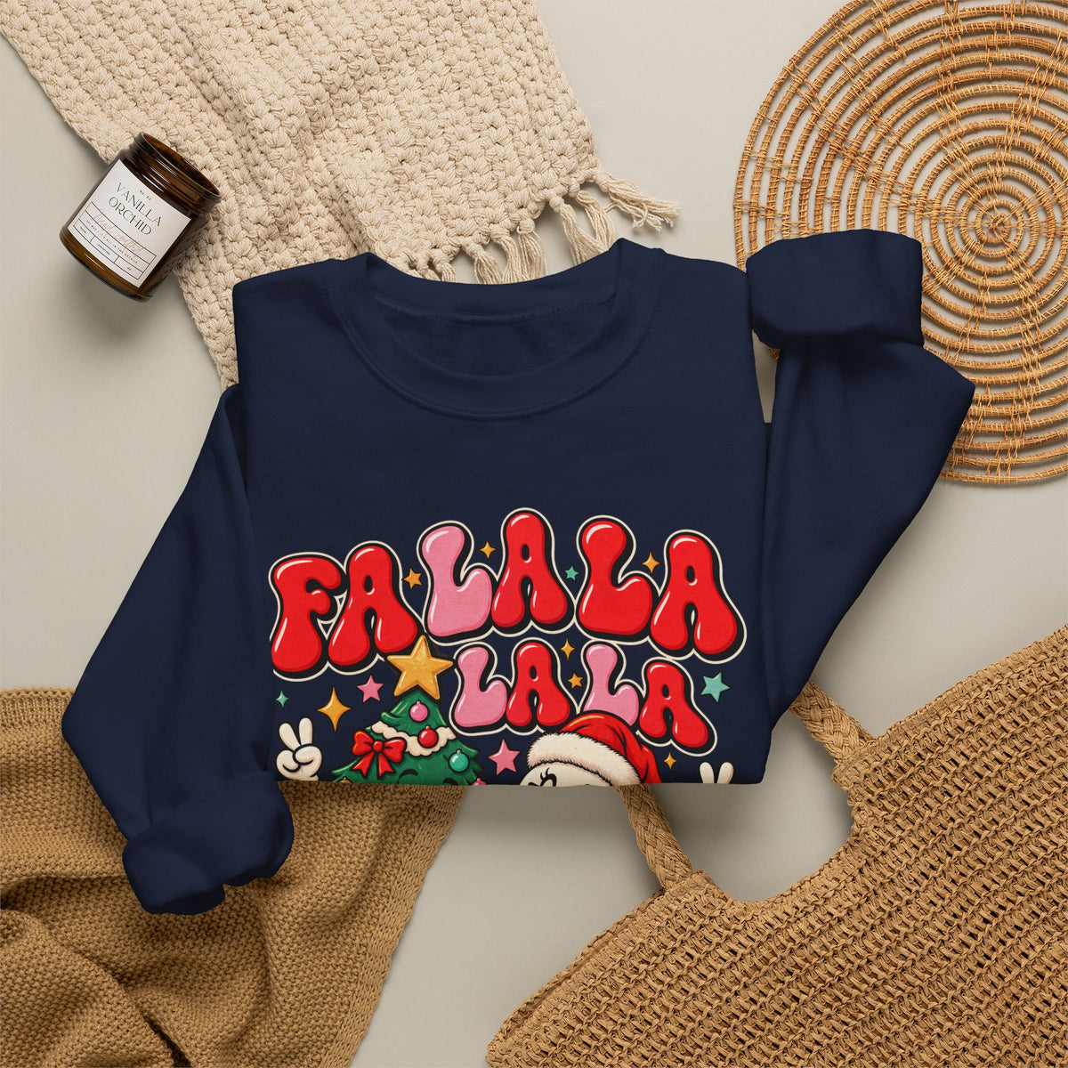 Fa la la- Retro Christmas Tree & Snowman Unisex Sweatshirt