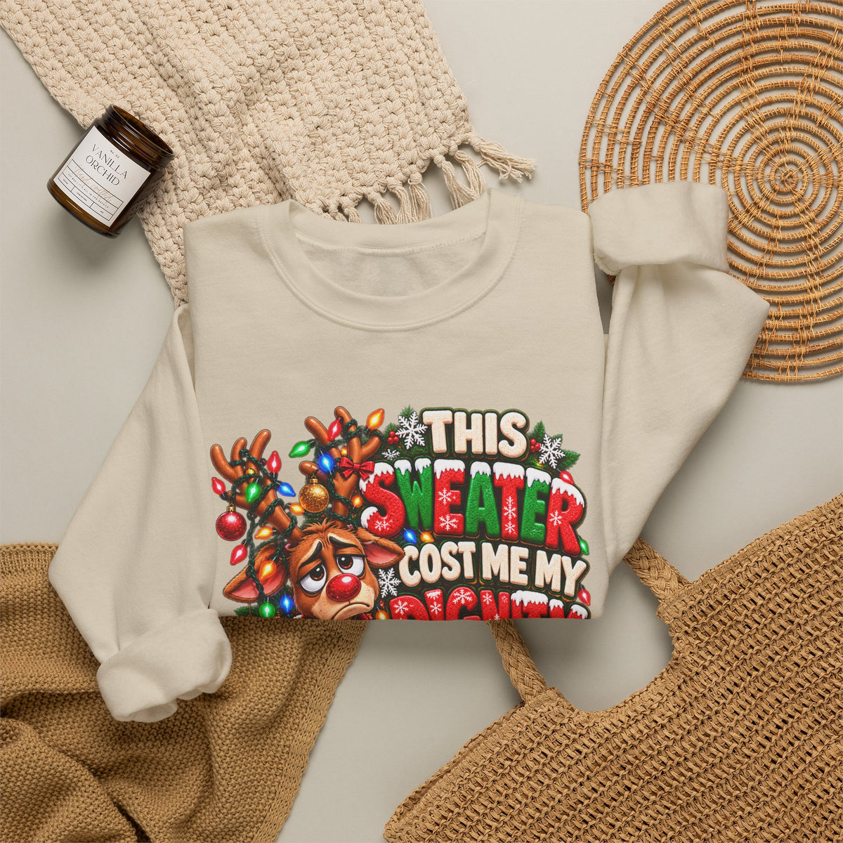 This Sweater Cost Me My Dignity Funny Ugly Christmas Reindeer Sweatshirt