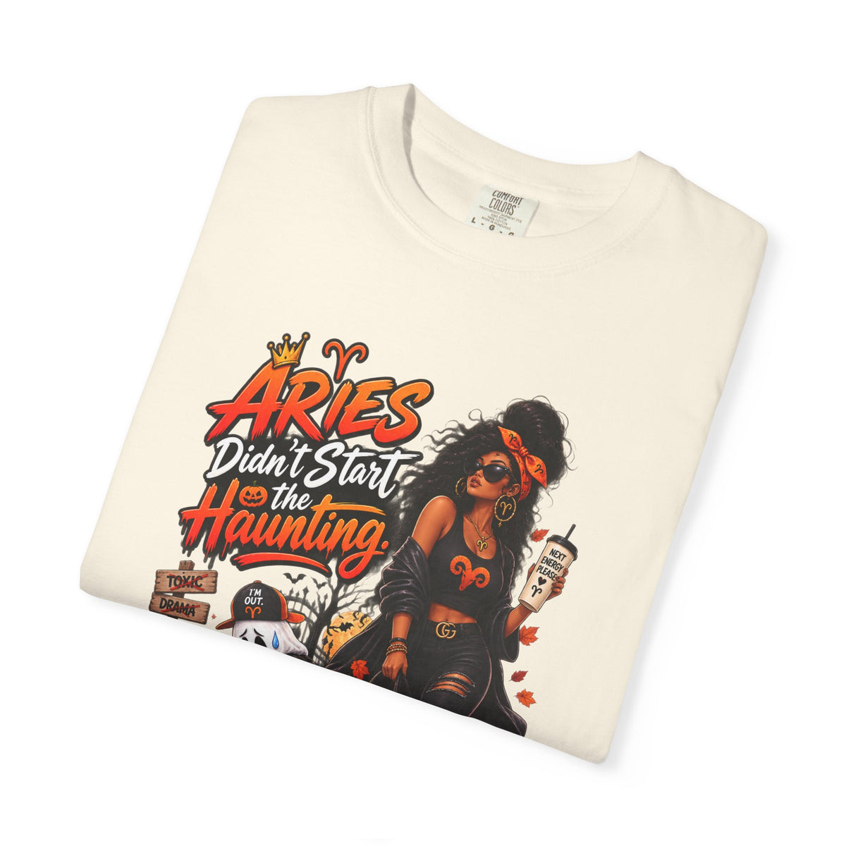 Aries Didn't Start The Haunting Aries Will Finish It Shirt, Funny Zodiac Halloween Tee