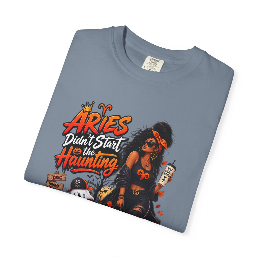 Aries Didn't Start The Haunting Aries Will Finish It Shirt, Funny Zodiac Halloween Tee