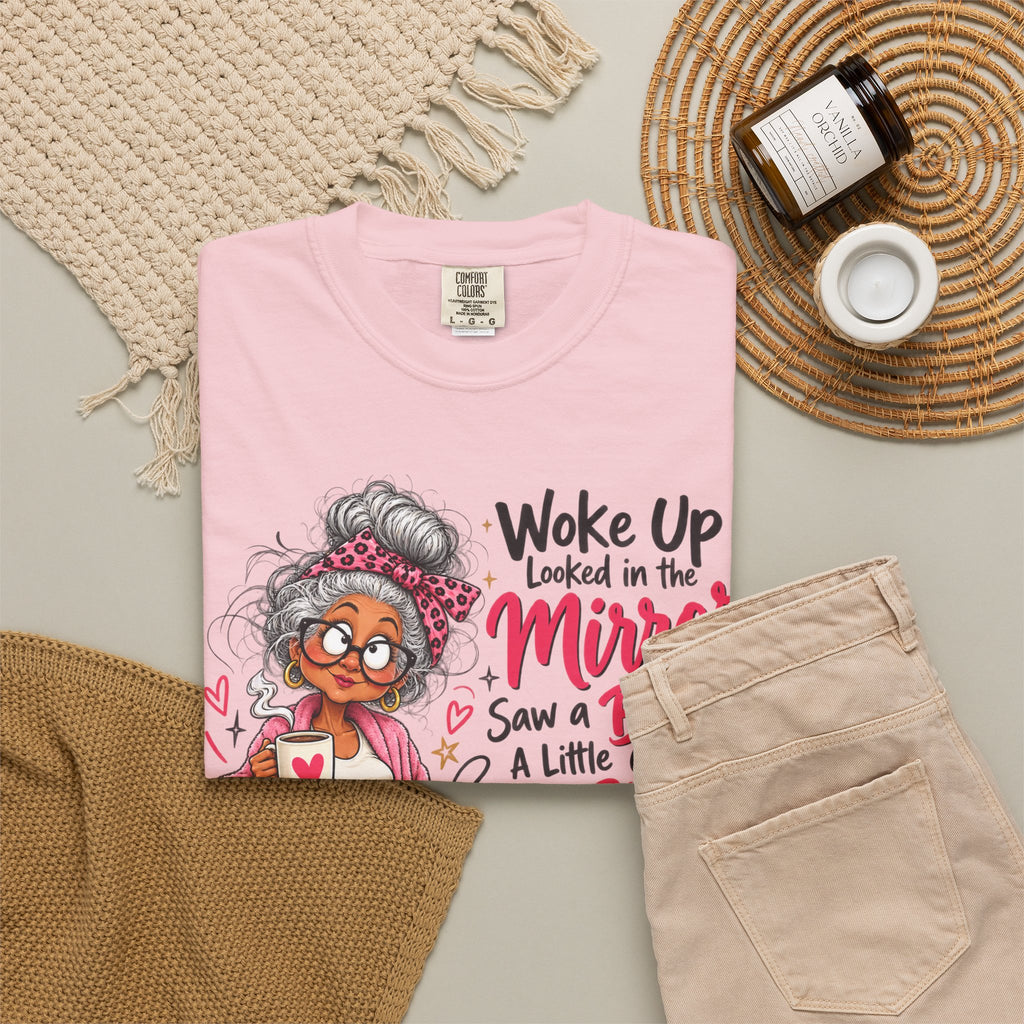 Woke Up Looked in the Mirror Shirt, Funny Blessed and Crazy Tee, Sassy Grandma Graphic T-Shirt