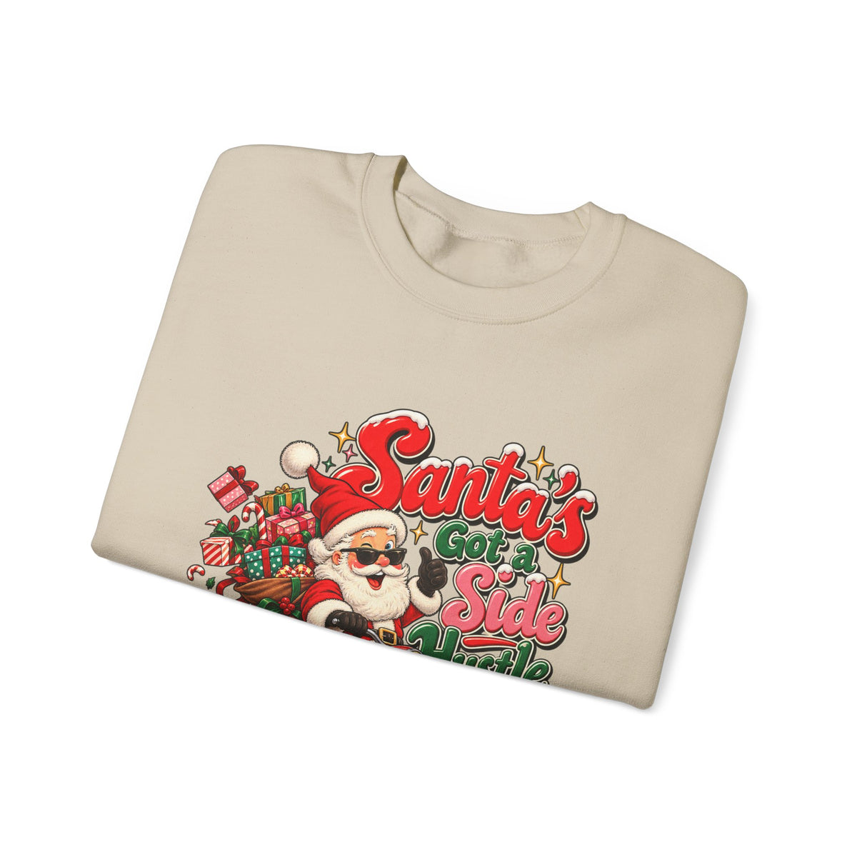 Santa's Got A Side Hustle Sweatshirt, Funny Retro Christmas Crewneck
