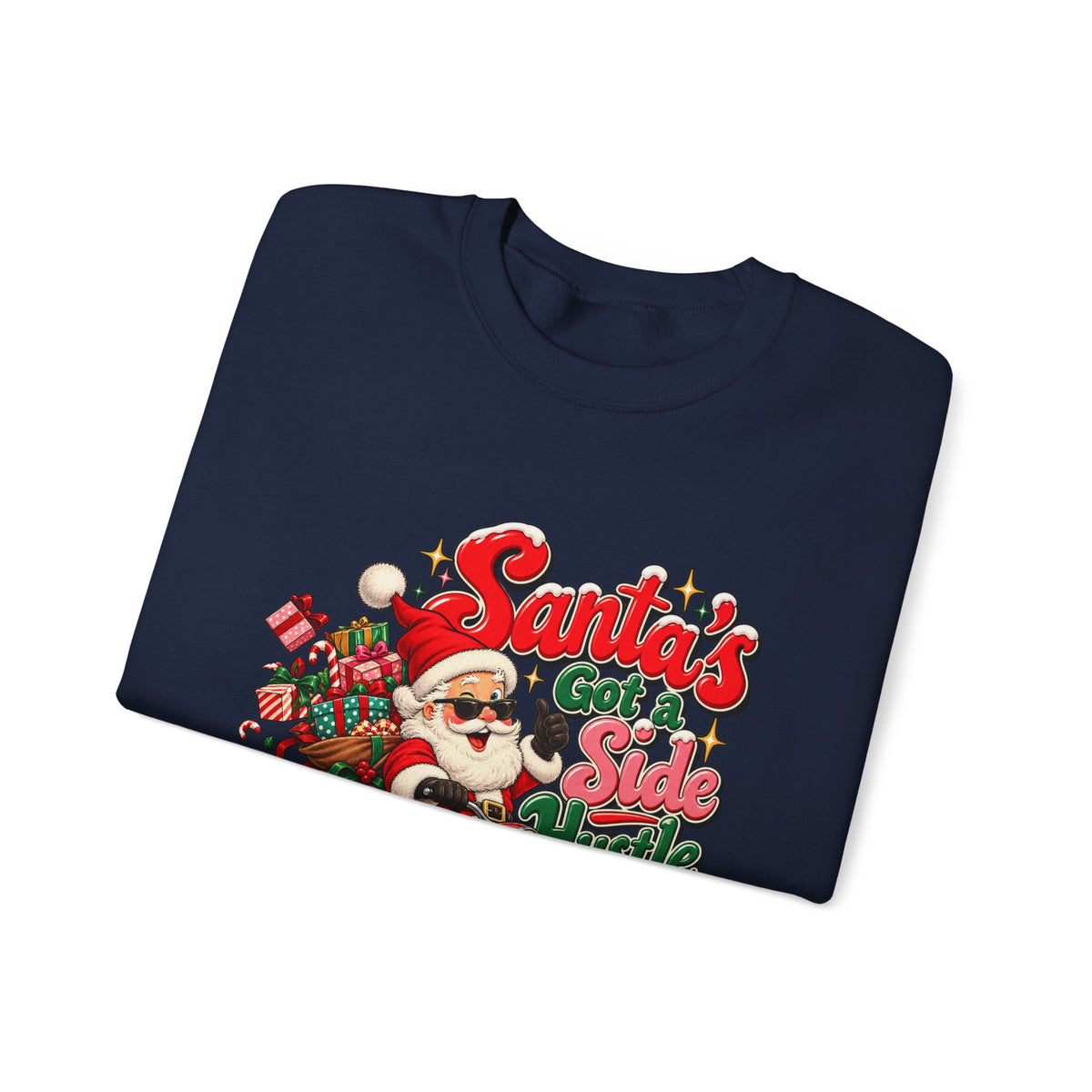 Santa's Got A Side Hustle Sweatshirt, Funny Retro Christmas Crewneck