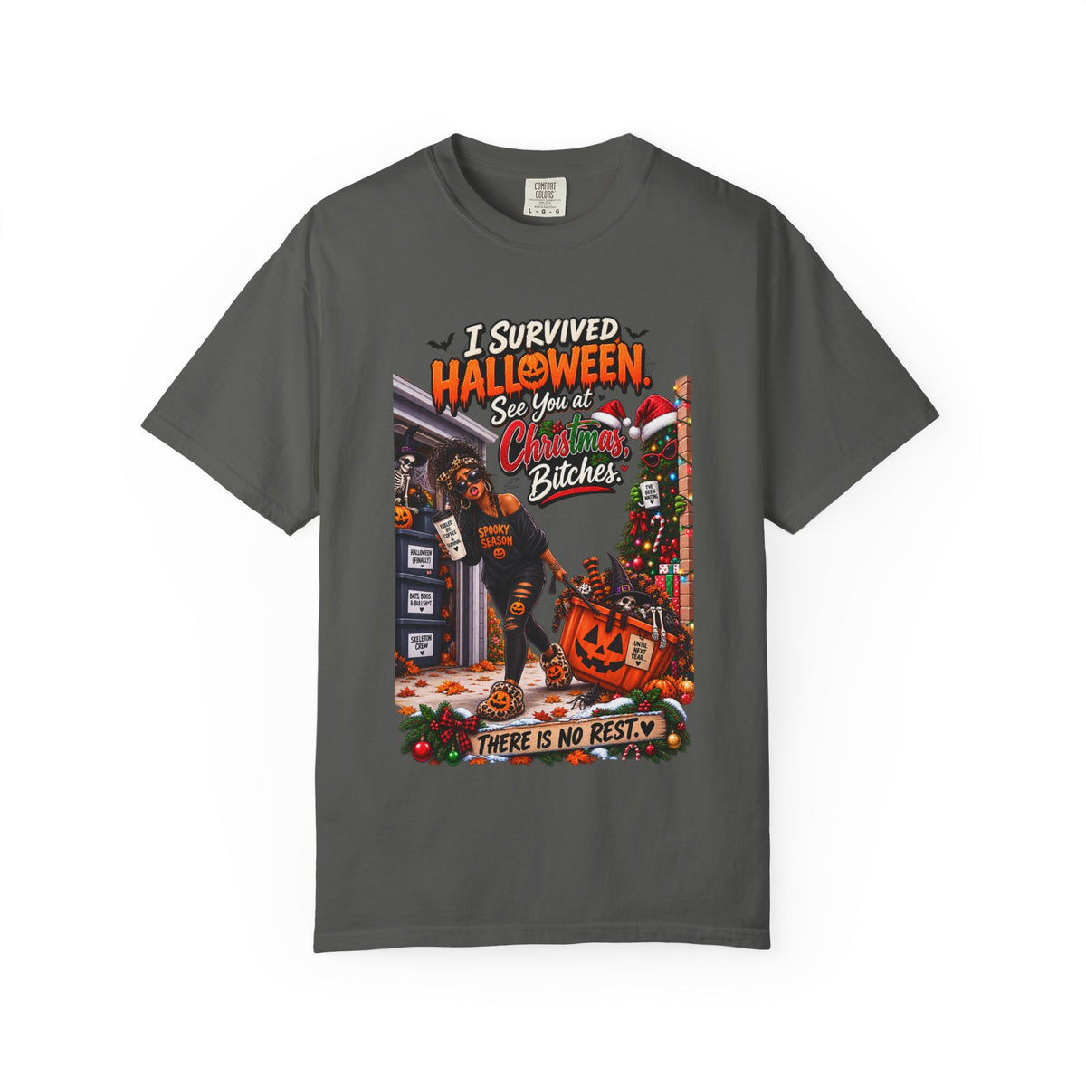 I Survived Halloween See You At Christmas Bitches Shirt, Funny Holiday Crossover Tee