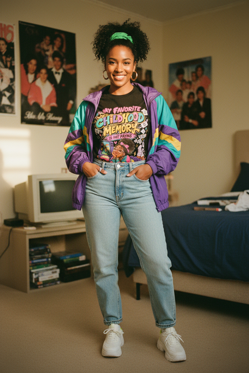 90s Woman in Black Childhood Memory Tee