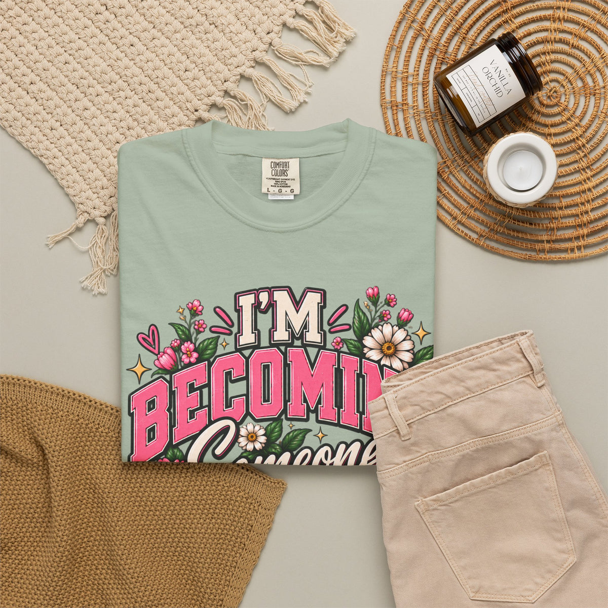 Im Becoming Someone I'm Proud of Floral Inspirational T-Shirt
