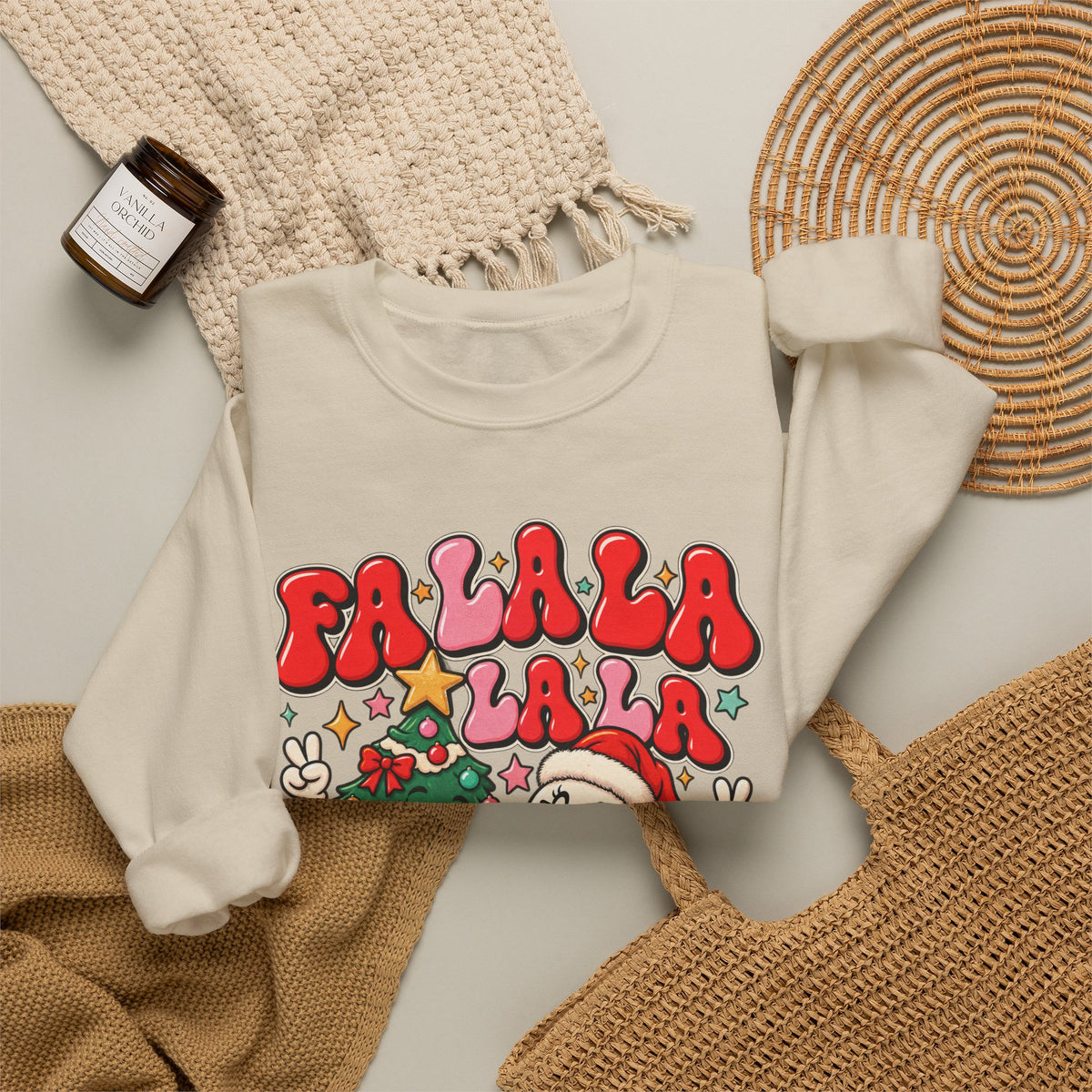 Fa la la- Retro Christmas Tree & Snowman Unisex Sweatshirt