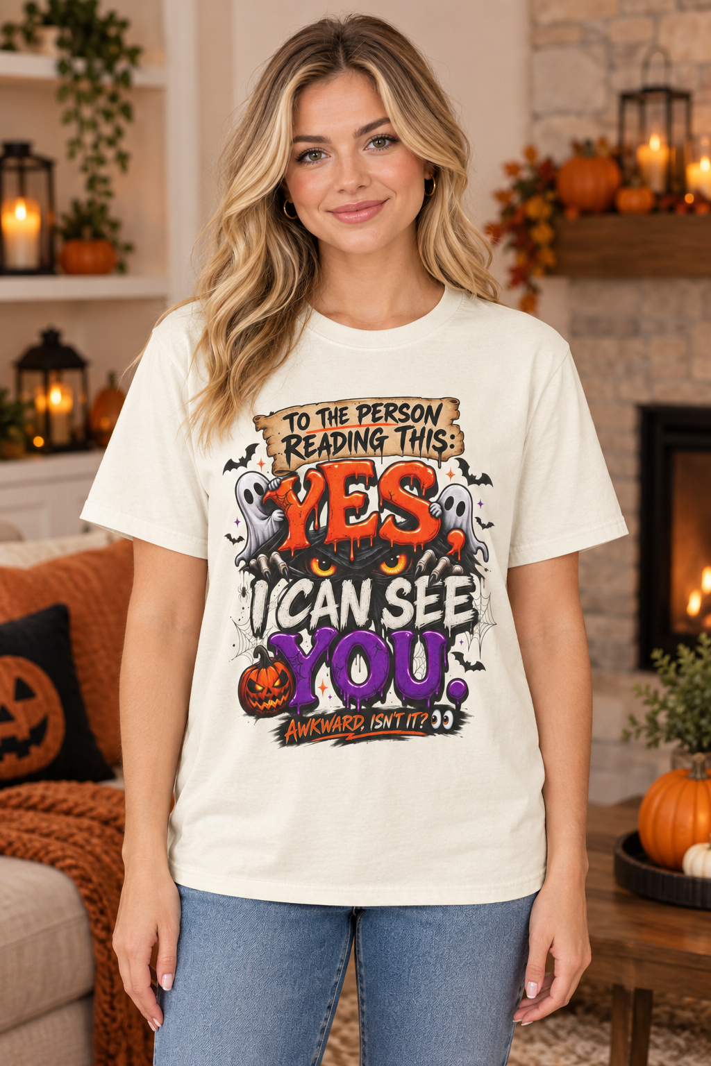 To the Person Reading This Yes I Can See You Funny Halloween Shirt