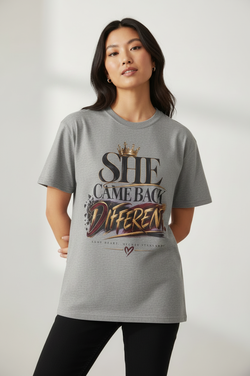 She Came Back Different Crown Graphic Statement Shirt